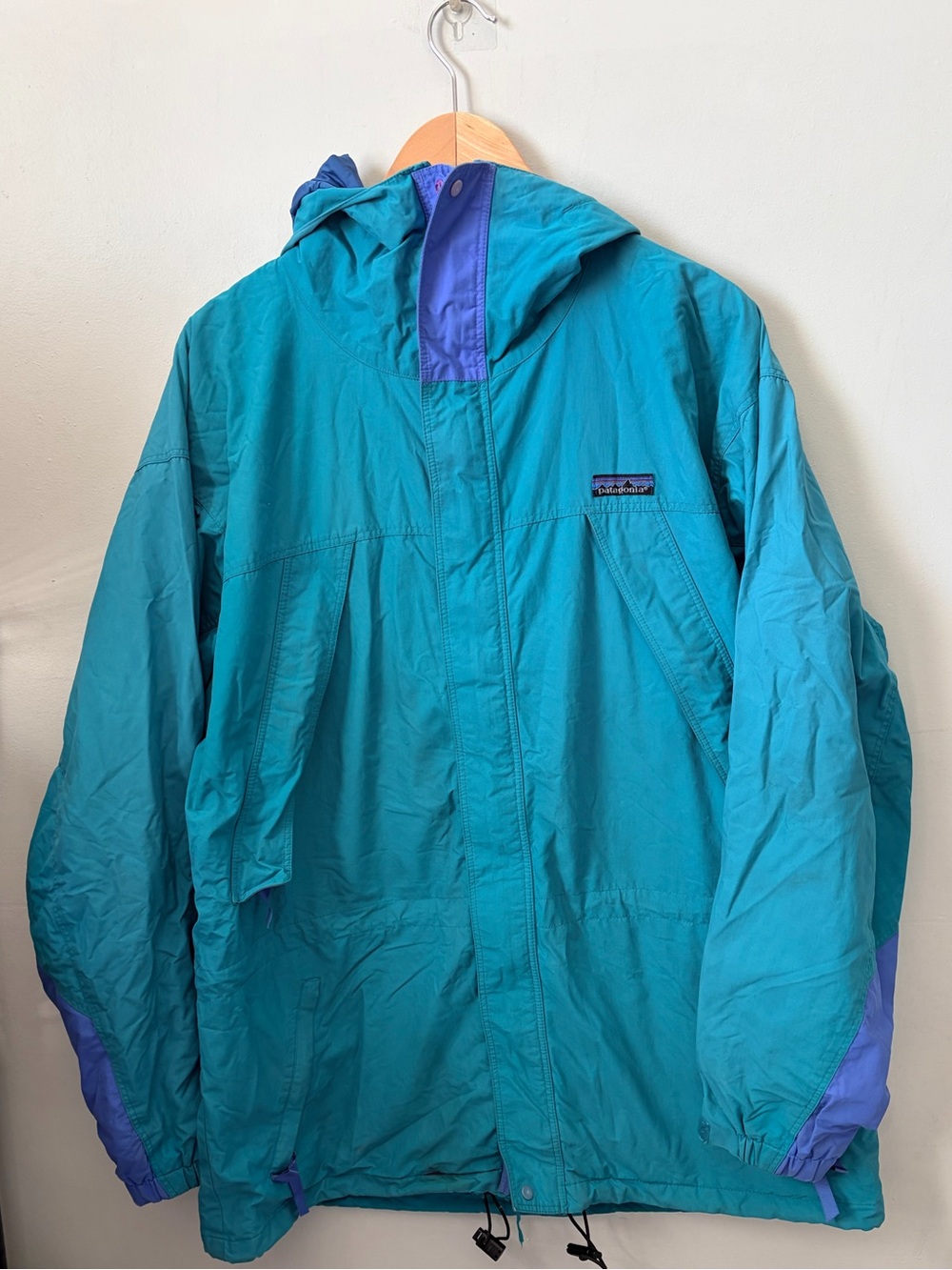 Vintage 90s Patagonia Blue Teal Purple Shell Jacket Mesh Lined Gorpcore L